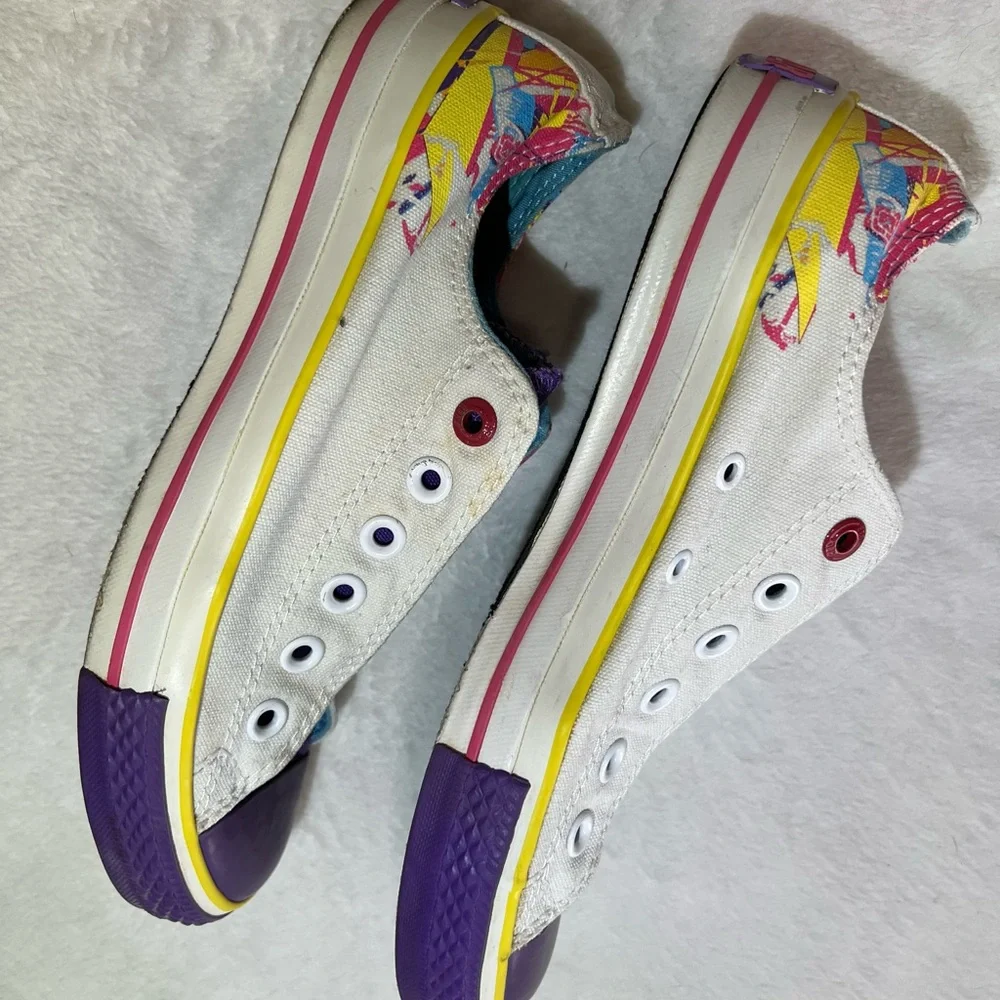 Converse RED edition; Colorful Low-Top Canvas Sneakers Purple Toe - Picture 2 of 6